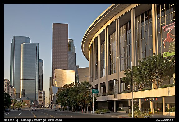Music Center and high rise towers. Los Angeles, California, USA (color)