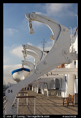 Passenger deck, Queen Mary. Long Beach, Los Angeles, California, USA (color)