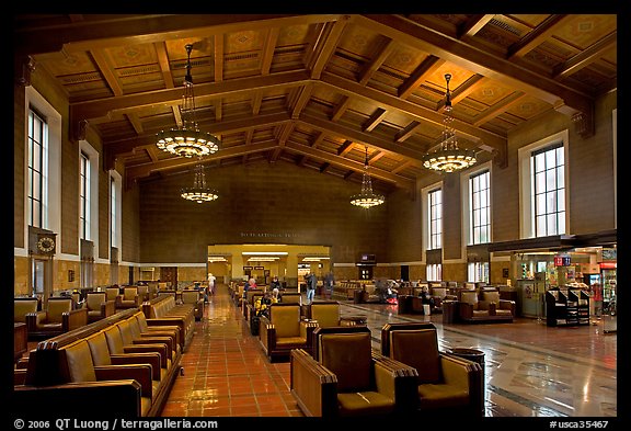 Waiting room in Union Station. Los Angeles, California, USA (color)