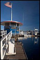 Harbor tower with flag. Marina Del Rey, Los Angeles, California, USA