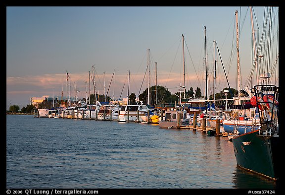 Yachts near Bair Islands, sunset. Redwood City,  California, USA