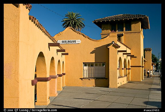 Burlingame railroad station. Burlingame,  California, USA