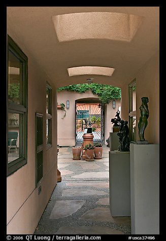 Art gallery with courtyard. Half Moon Bay, California, USA