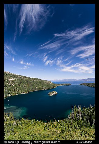 Emerald Bay and Lake Tahoe, Emerald Bay State Park, California. USA (color)
