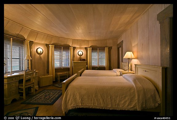 Bedroom, Vikingsholm castle, South Lake Tahoe, California. USA (color)