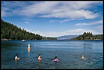 Family in water, Emerald Bay, California. USA (color)