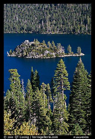 Fannette Island and Tea House, Emerald Bay State Park, California. USA (color)