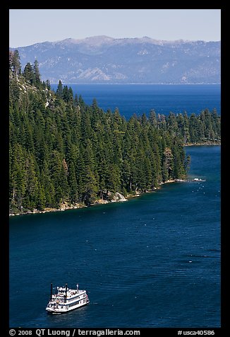 Paddle boat, Emerald Bay, and Lake Tahoe, California. USA (color)