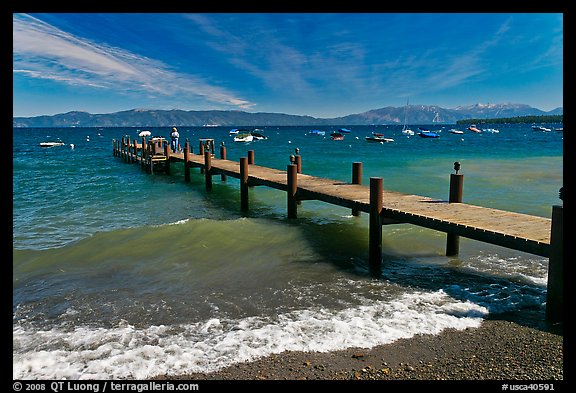 Dock on a windy day, West shore, Lake Tahoe, California. USA