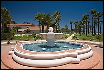 Fountain and palm trees. Santa Barbara, California, USA