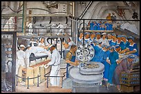 Factory workers depicted in mural fresco inside Coit Tower. San Francisco, California, USA ( color)