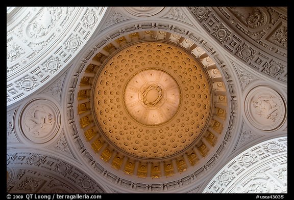 City Hall dome from below, fifth largest in the world. San Francisco, California, USA