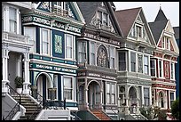 Row of elaborately decorated victorian houses. San Francisco, California, USA (color)