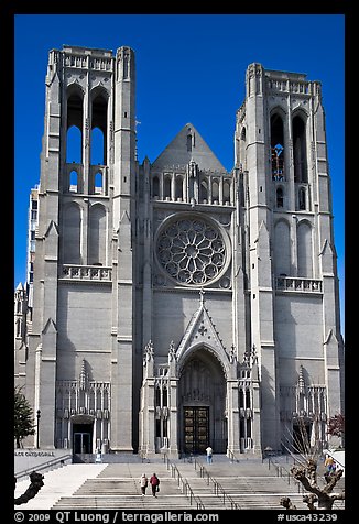 Grace Cathedral facade. San Francisco, California, USA (color)