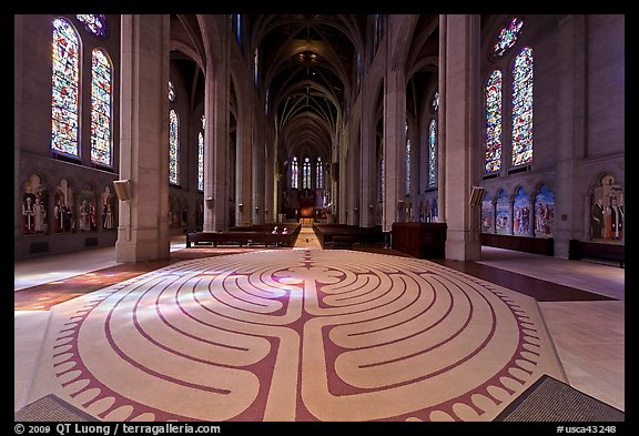Labyrinth inside Grace Cathedral. San Francisco, California, USA (color)