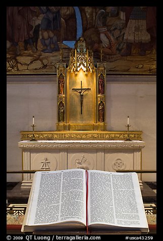 Bible and crucifix, Grace Cathedral. San Francisco, California, USA