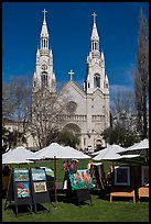 Art fair and St Peter and Paul Church, North Beach. San Francisco, California, USA ( color)