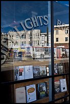 City Light Bookstore storefront with street reflections, North Beach. San Francisco, California, USA (color)