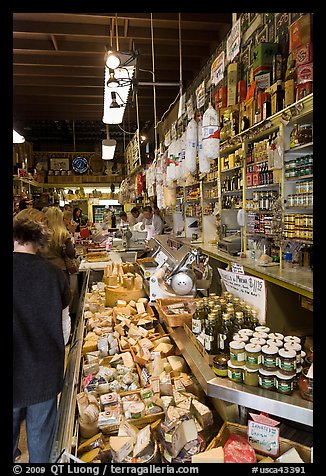 Inside Italian gourmet grocery store, Little Italy, North Beach. San Francisco, California, USA (color)