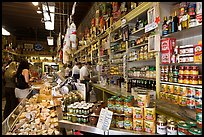 Italian grocery store interior with customers, Little Italy, North Beach. San Francisco, California, USA (color)