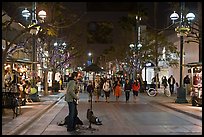 Musician and Third Street Promenade. Santa Monica, Los Angeles, California, USA (color)