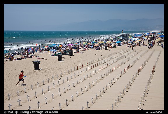 Anti-war memorial on Santa Monica beach. Santa Monica, Los Angeles, California, USA