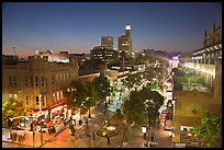 View from above of Third Street Promenade at dusk. Santa Monica, Los Angeles, California, USA (color)