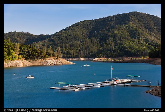 Deck and boats, Shata Lake. California, USA (color)