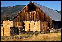Barn and hay, Yreka. California, USA (color)