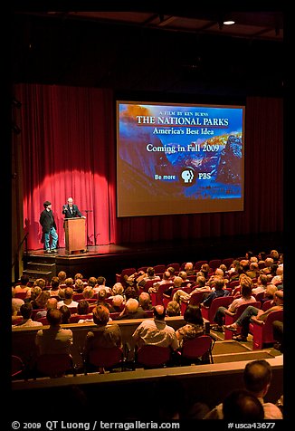 Dayton Duncan and Ken Burns present new  film, Cowell Theater, Fort Mason Center. San Francisco, California, USA (color)