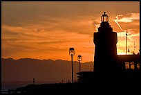 Lighthouse, yacht club, sunrise. San Francisco, California, USA