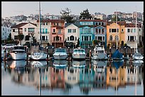Marina and brighly colored houses. San Francisco, California, USA (color)