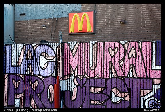 Hand-drawn letters and commercial logo, Mission District. San Francisco, California, USA