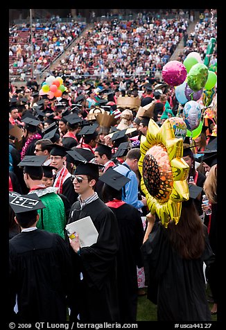 Graduating students celebrating commencement. Stanford University, California, USA