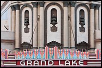 Detail of art deco facade, Grand Lake theater. Oakland, California, USA (color)