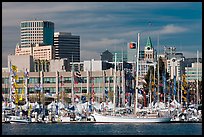 Marina and skyline. Oakland, California, USA (color)