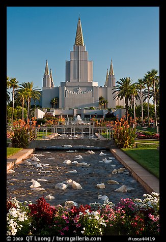 Oakland Mormon temple and grounds. Oakland, California, USA (color)
