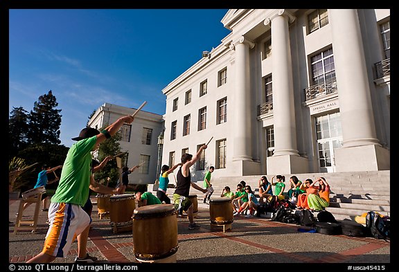 Students practising drums. Berkeley, California, USA (color)