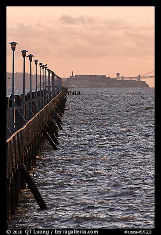 Berkeley Pier and Alcatraz at sunset. Berkeley, California, USA