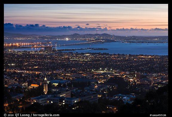 University and city at sunset. Berkeley, California, USA