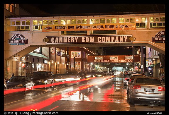 Cannery Row on a rainy night. Monterey, California, USA (color)