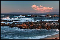 Surf and rocks at sunset, Monterey Bay. Pacific Grove, California, USA (color)