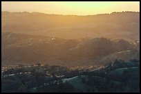 Hills below Mount Hamilton at sunset. San Jose, California, USA