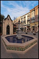 Fountain. Santana Row, San Jose, California, USA (color)