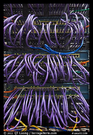 Computer server and cables. Menlo Park,  California, USA