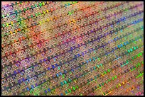 Panel of silicon chips, Intel Museum. Santa Clara,  California, USA ( color)