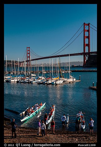Presidio Yacht Club and Golden Gate Bridge. California, USA