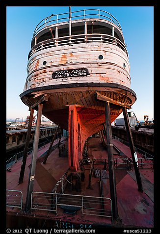 Boat on dry dock, Shipyard No 3, World War II Home Front National Historical Park. Richmond, California, USA (color)