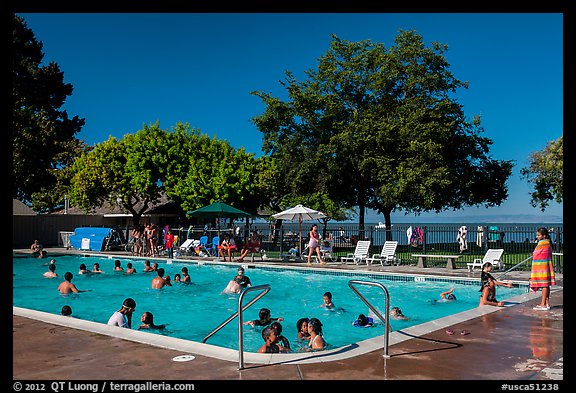 Public swimming pool, McNears Beach County Park. San Pablo Bay, California, USA