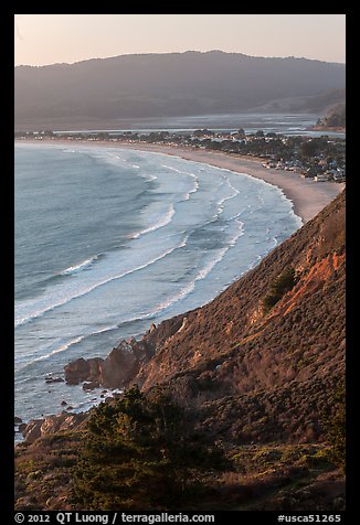 Stinson Beach from above at sunset. California, USA